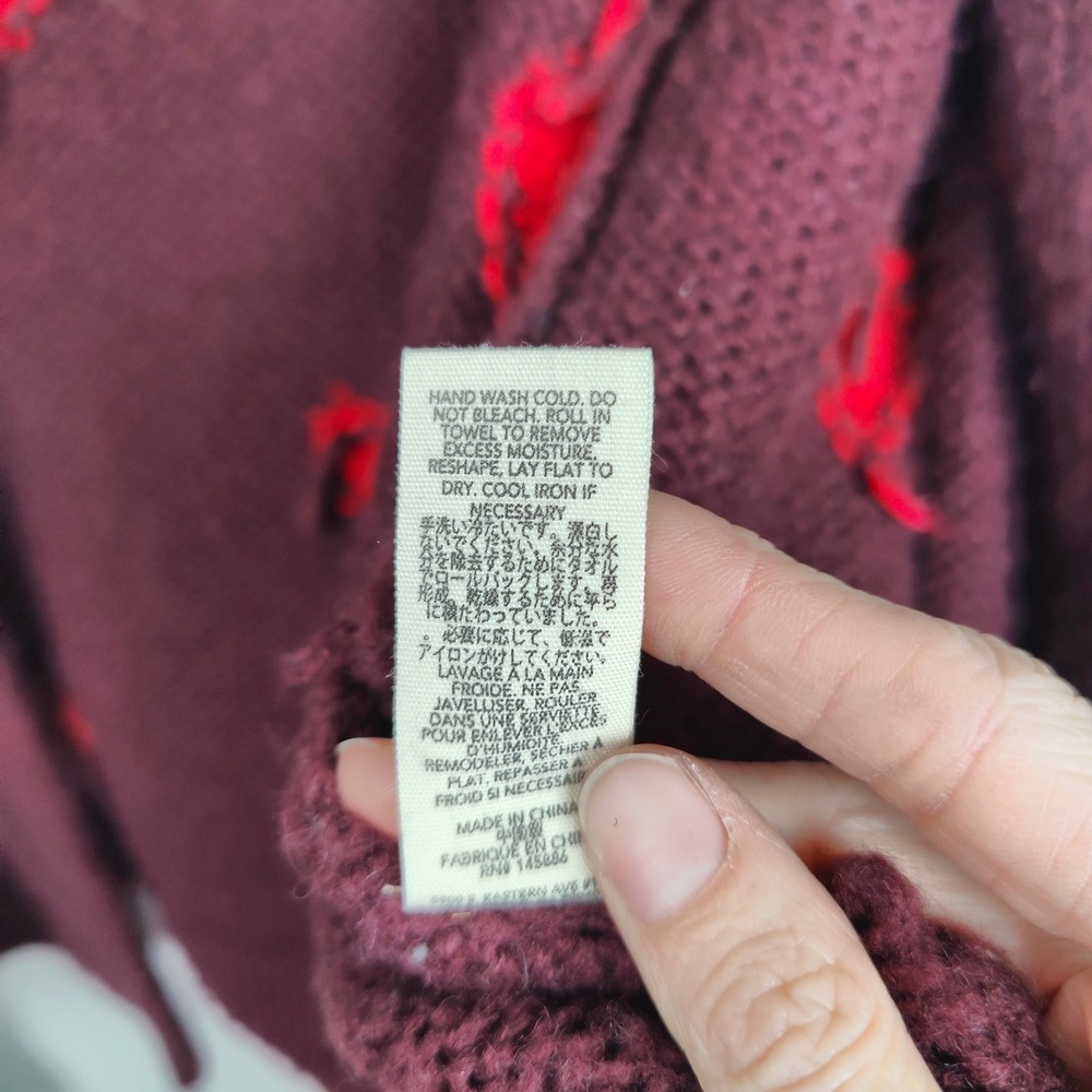 The Great The Heart Lodge Cardigan Sweater Womens 1 Small Burgundy Knit Burgundy - Picture 12 of 13